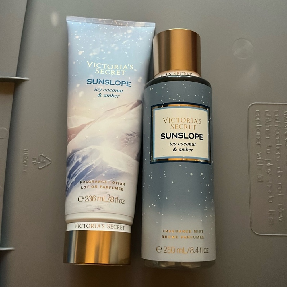 Victoria’s Secret sunslope icy coconut and amber lotionn and mist